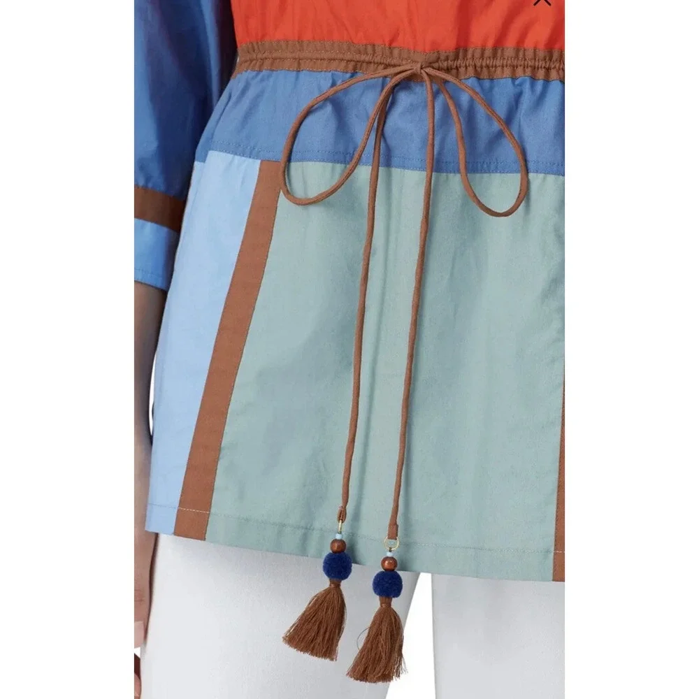 Tory‎ Burch Color-Block Poplin Tunic Top Womens Size 2